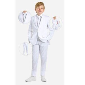 Opposuits Boys white knight solid suit, 3 piece, size 8